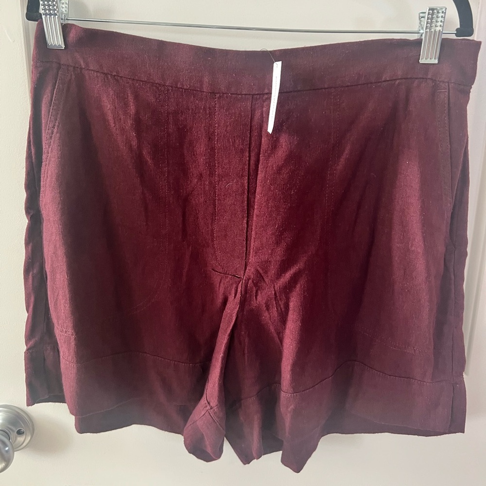 Banana Republic Factory High Rise Linen Burgundy Shorts NWT